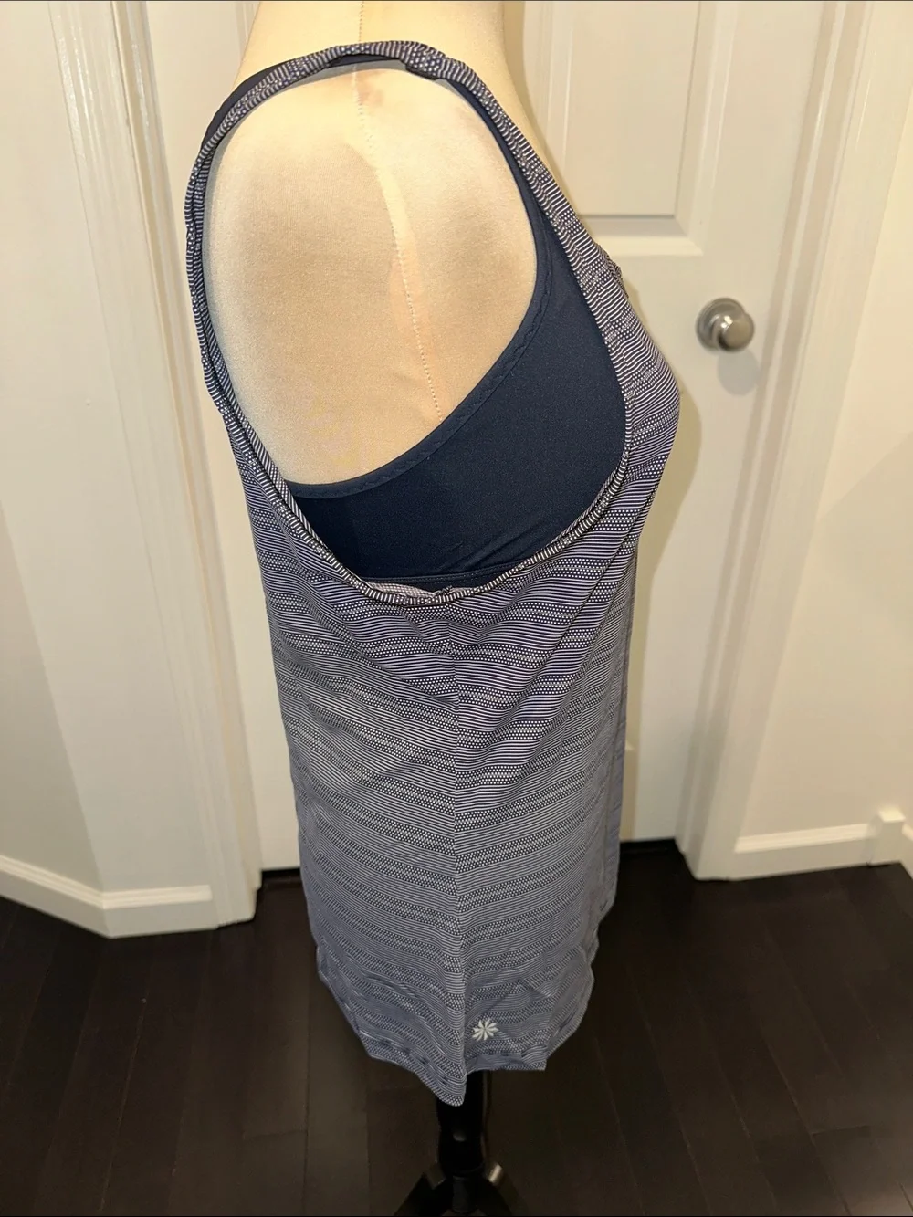 Athleta Navy Striped Scoop Neck Tank